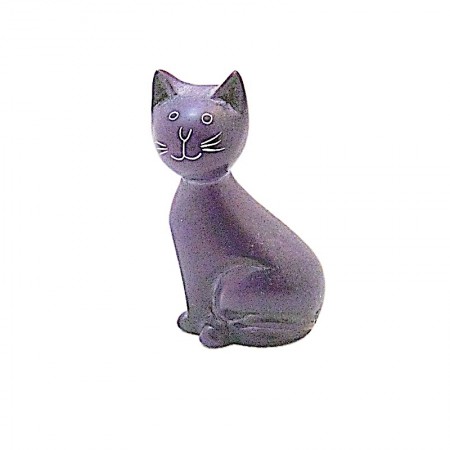 Chat assis violet en saponite