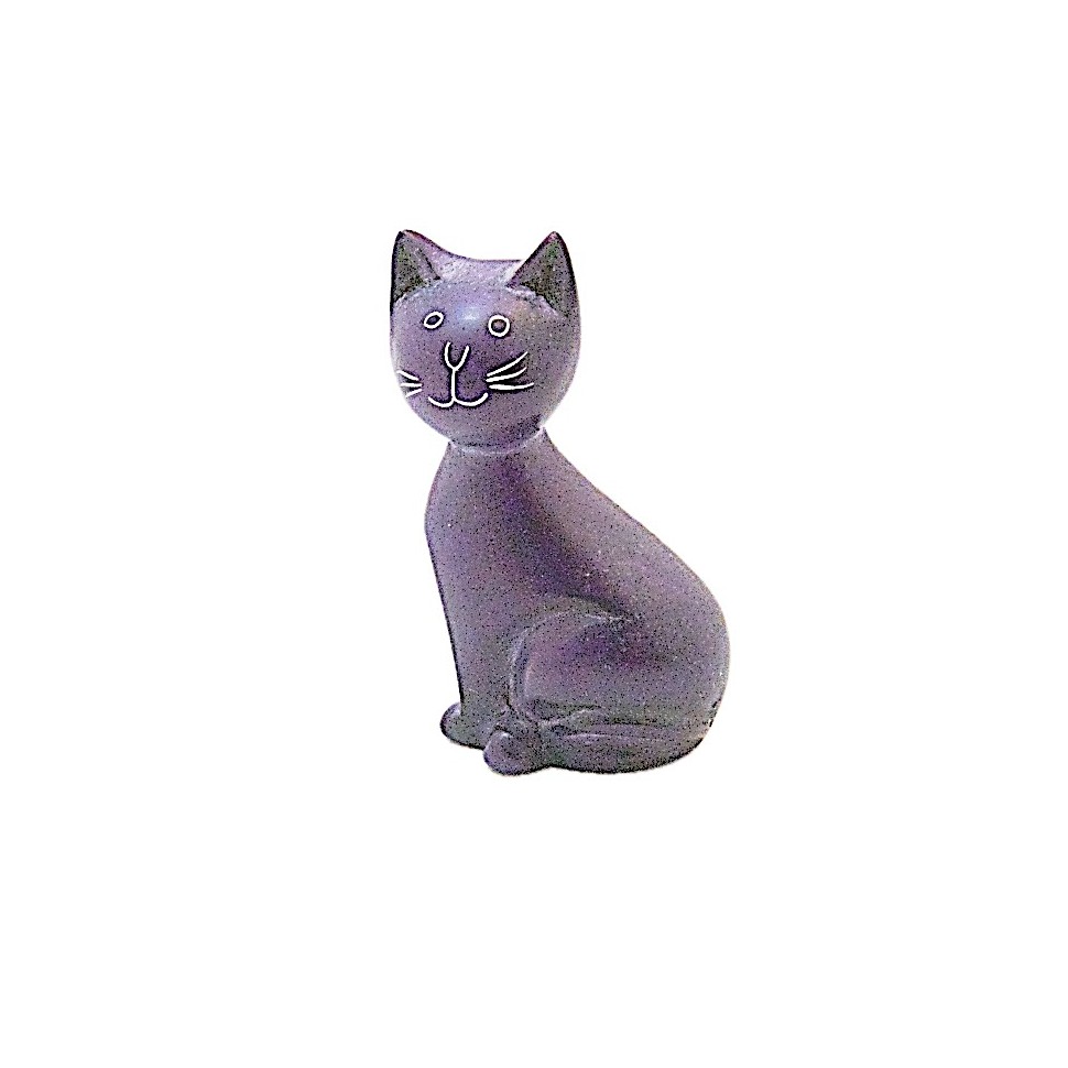 Chat assis violet en saponite