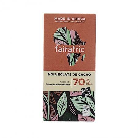 Chocolat noir 70% fèves cacao bio Fairafric