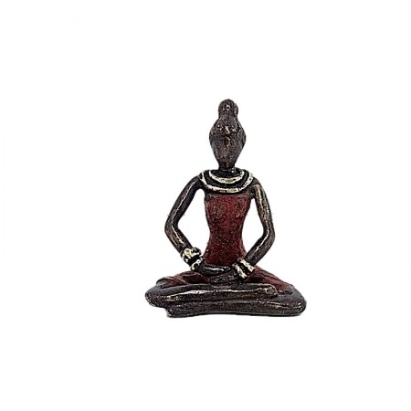 Statue bronze Inda femme en rouge yoga