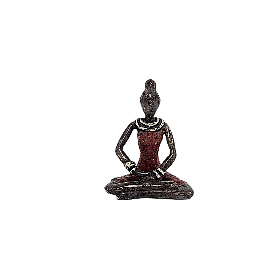 Statue bronze Inda femme en rouge yoga