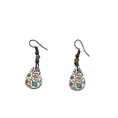 Boucles d'oreilles gouttes céramique fleurs