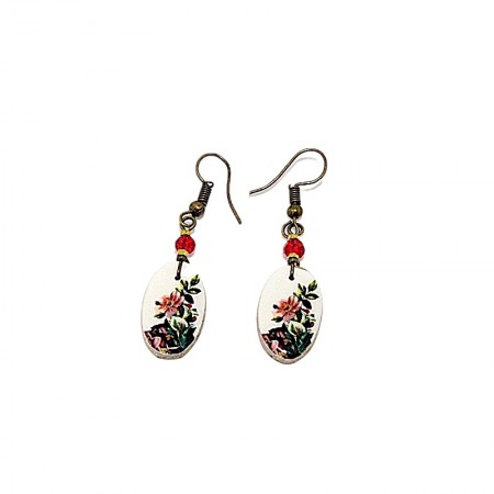 Boucles d'oreilles céramique ovales rose