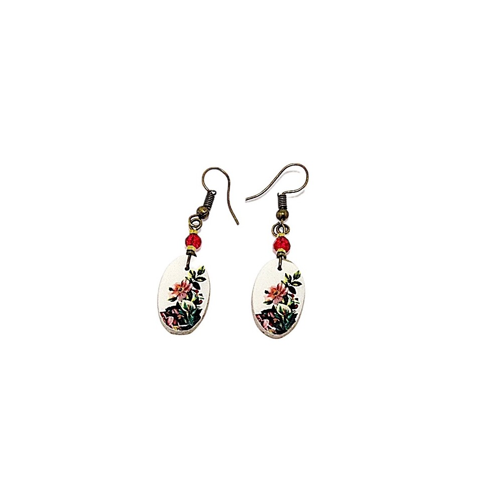 Boucles d'oreilles céramique ovales rose
