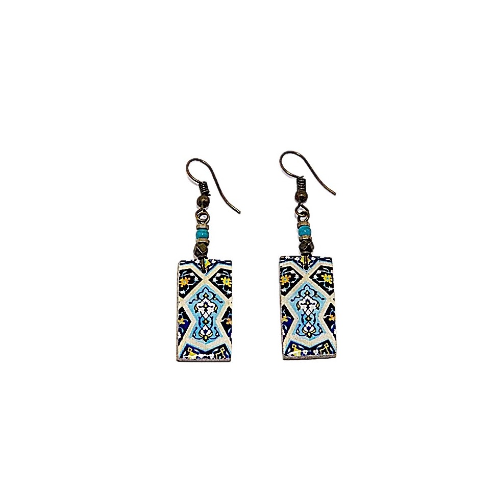 Boucles d'oreilles céramique rectangulaires