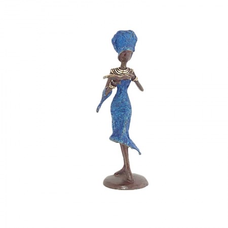 Statue bronze femme en bleu lisant