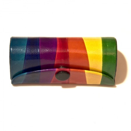 Etui rouge à lèvres cuir arc en ciel