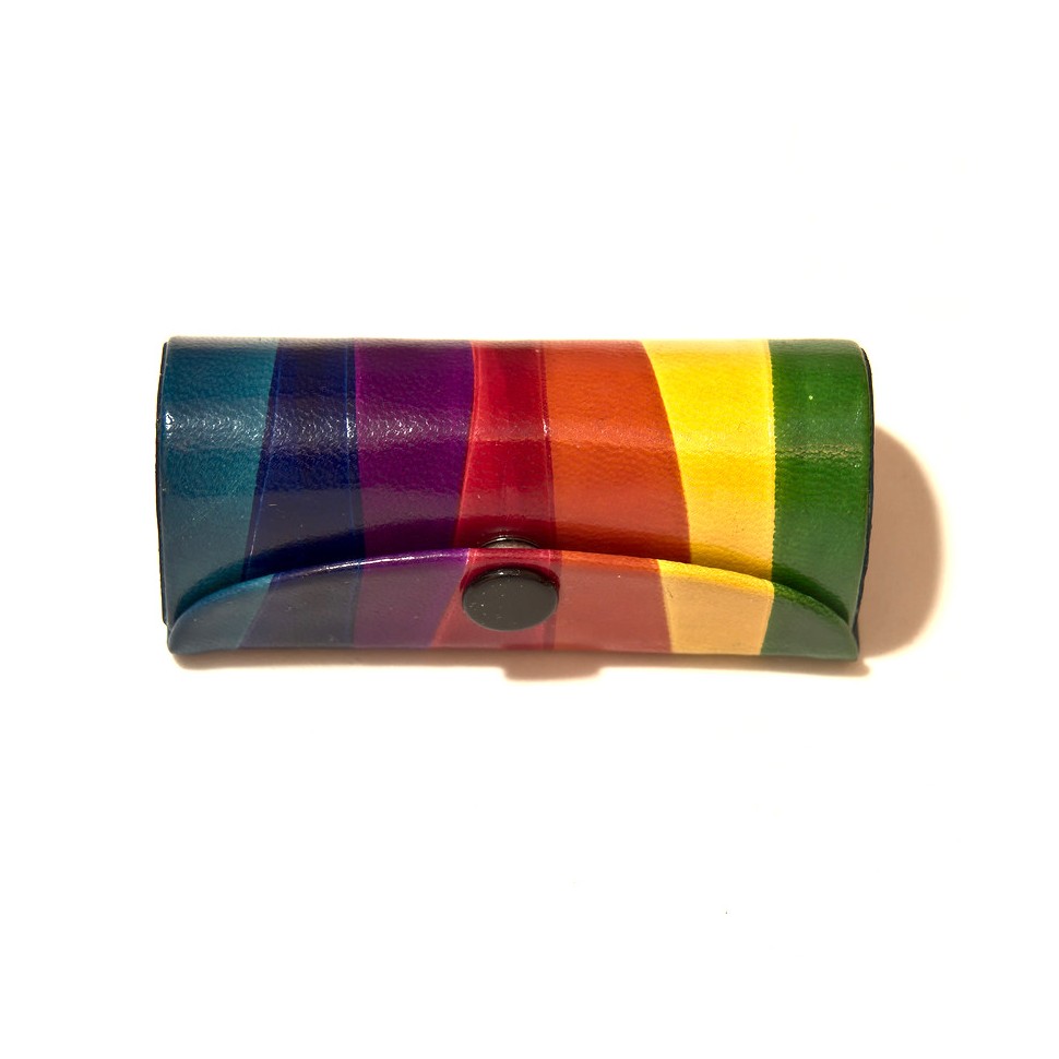 Etui rouge à lèvres cuir arc en ciel
