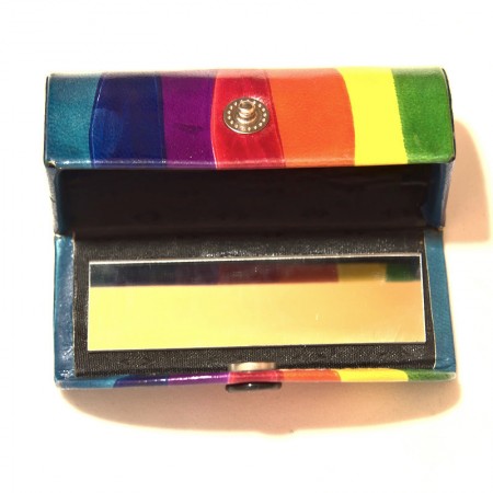 Etui rouge à lèvres cuir arc en ciel