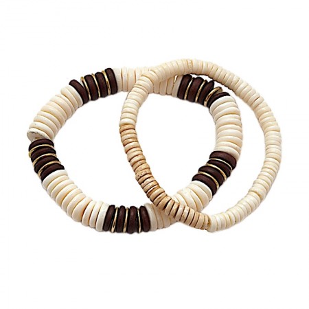 2 bracelets élastiques blancs laiton