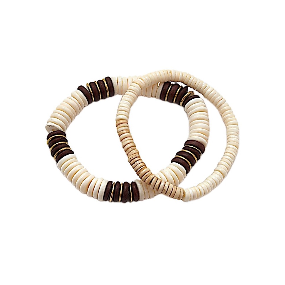 2 bracelets élastiques blancs laiton