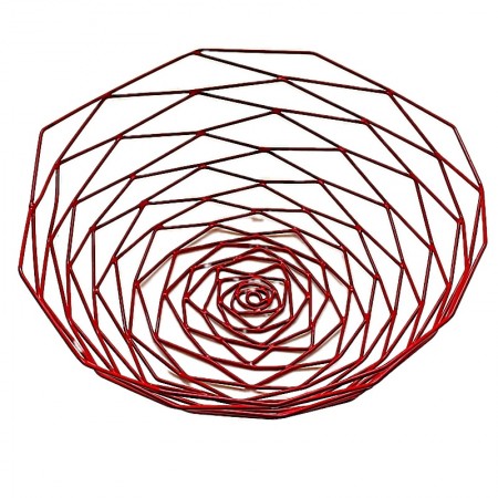 Corbeille ronde métal émaillé rouge