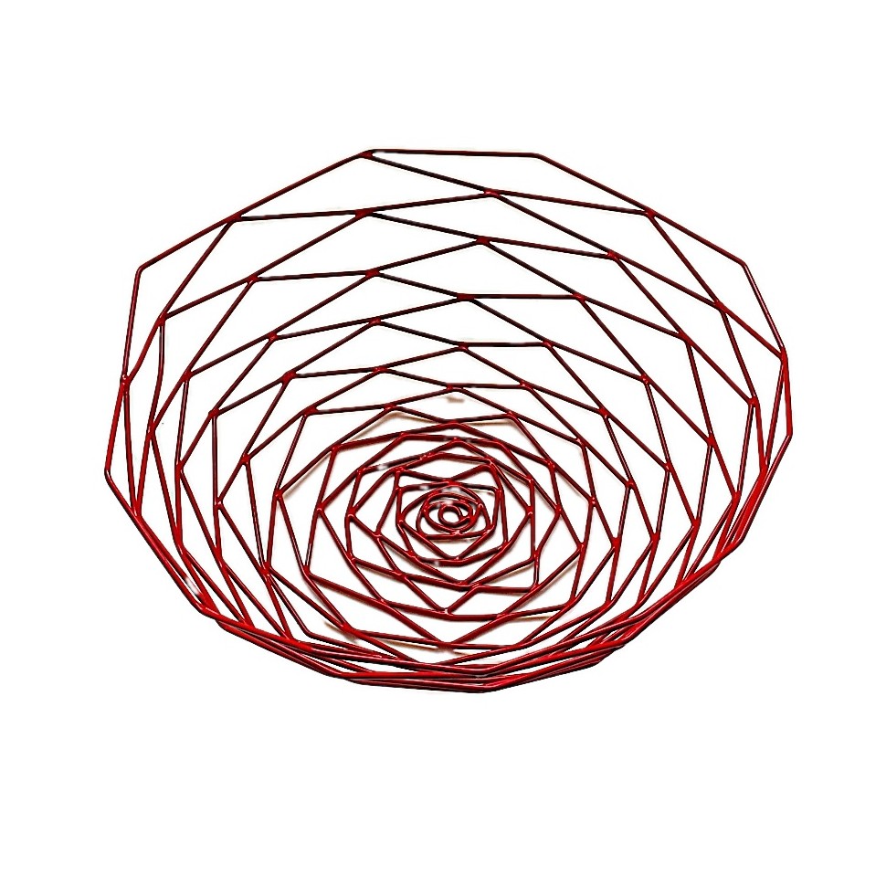 Corbeille ronde métal émaillé rouge