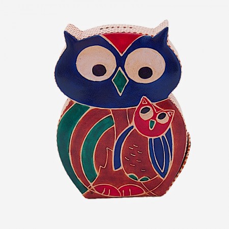 Tirelire hibou et son petit cuir