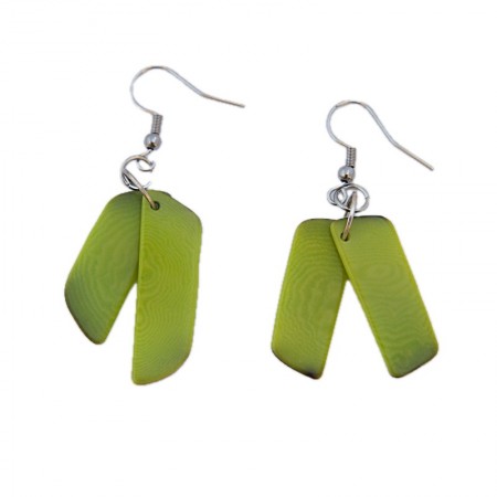 Boucles d'oreilles tagua lamelles vertes