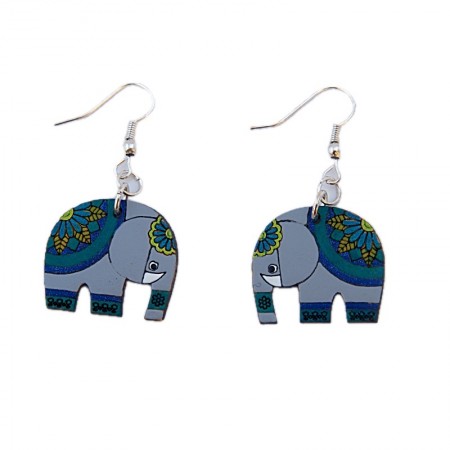 Boucles d'oreilles éléphants en calebasse