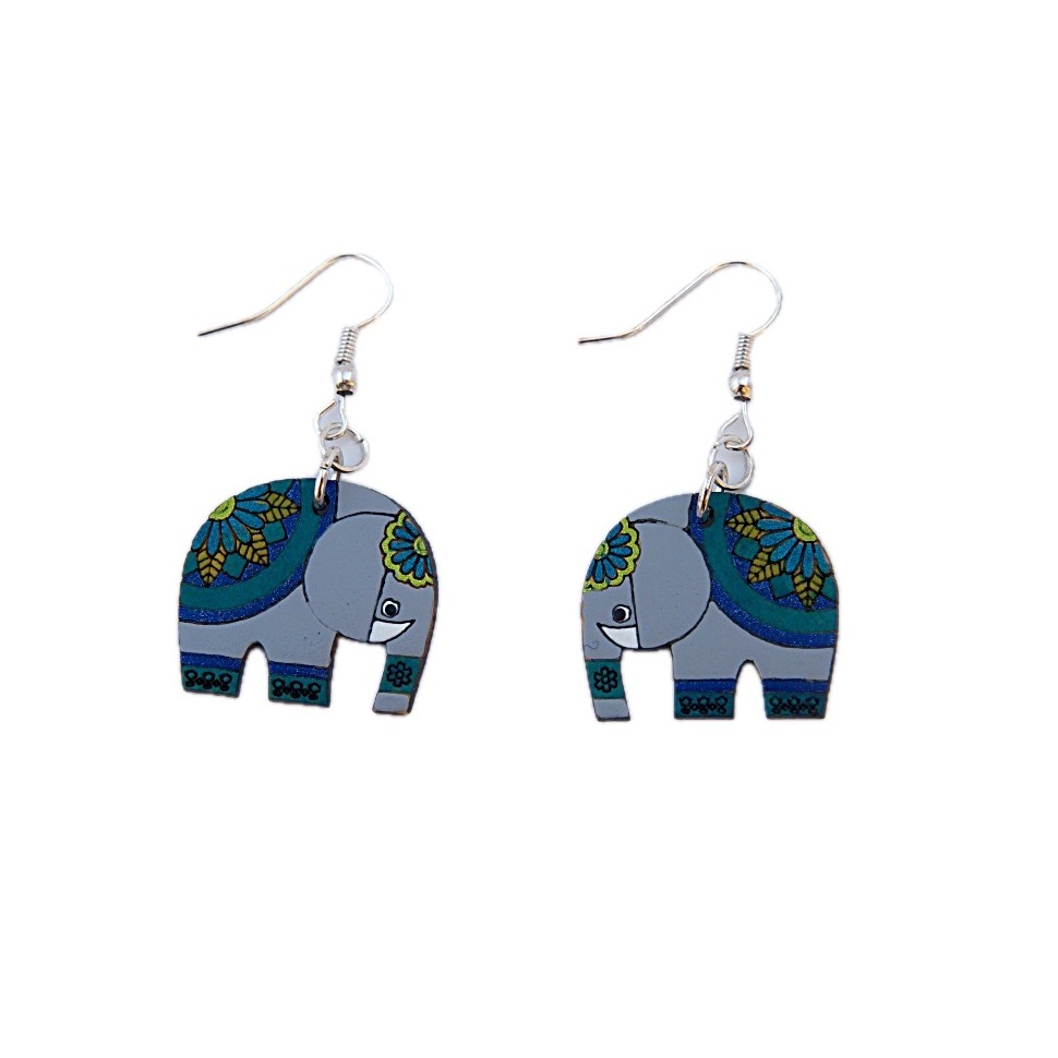 Boucles d'oreilles éléphants en calebasse
