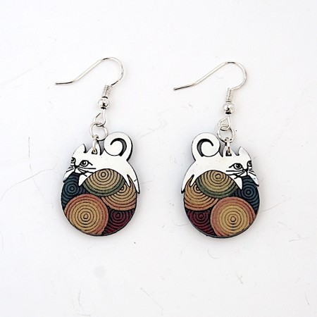 Boucles d'oreilles chats en calebasse