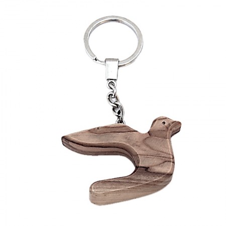 Porte clés colombe en bois d'olivier