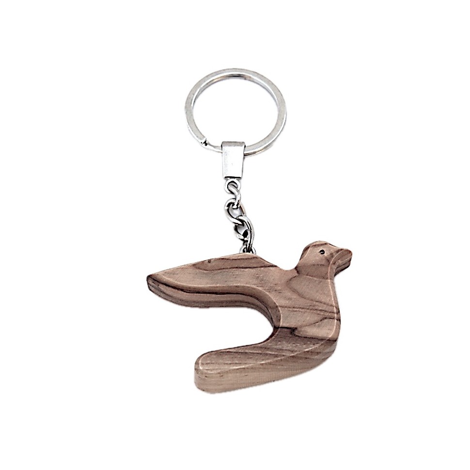 Porte clés colombe en bois d'olivier
