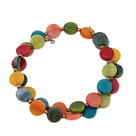 Bracelet tagua multicolore et laiton