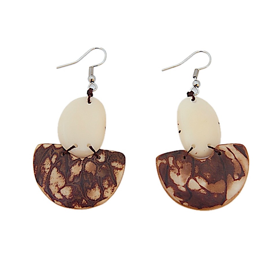 Boucles d'oreilles tagua naturelle