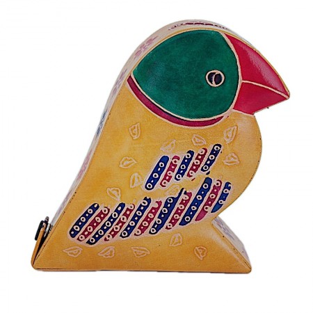 Tirelire oiseau cuir