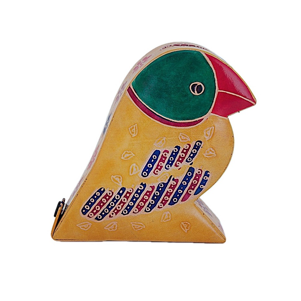 Tirelire oiseau cuir
