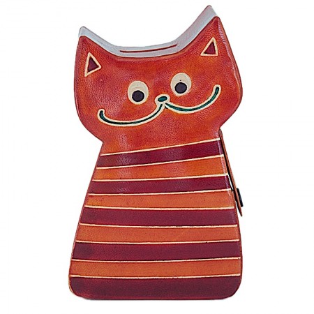 Tirelire chat cuir