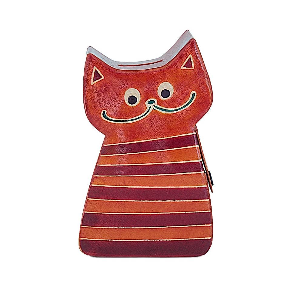 Tirelire chat cuir