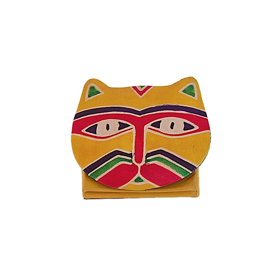 Porte monnaie cuir chat