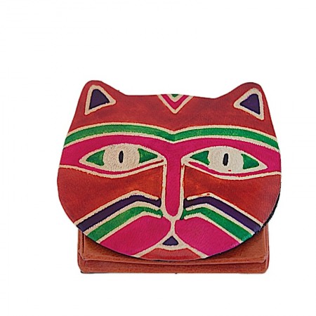 Porte monnaie cuir chat