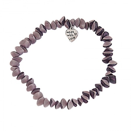 Bracelet violet élastique noix de palmier