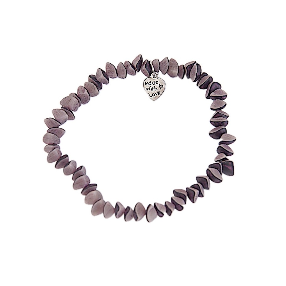 Bracelet violet élastique noix de palmier