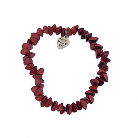 Bracelet rouge élastique noix de palmier