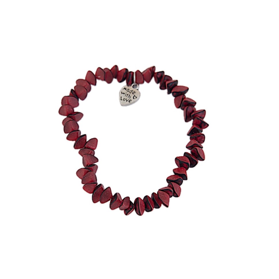 Bracelet rouge élastique noix de palmier