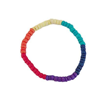 Bracelet élastique multicolore en noix de coco