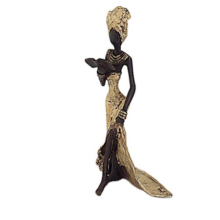 Statue bronze femme lisant en doré