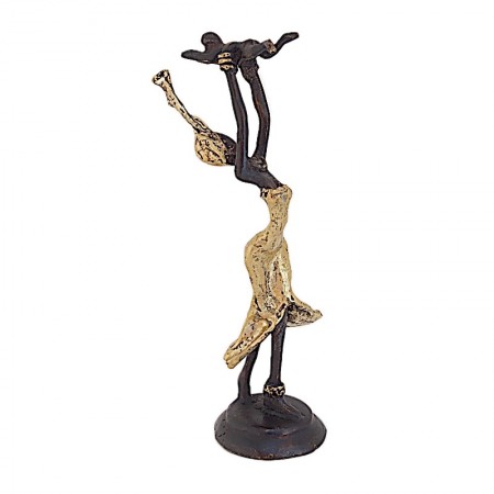 Statue bronze femme en doré avec bébé