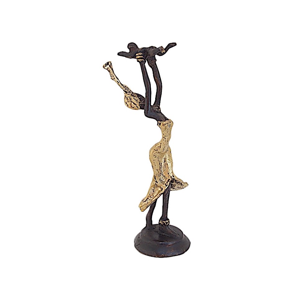 Statue bronze femme en doré avec bébé
