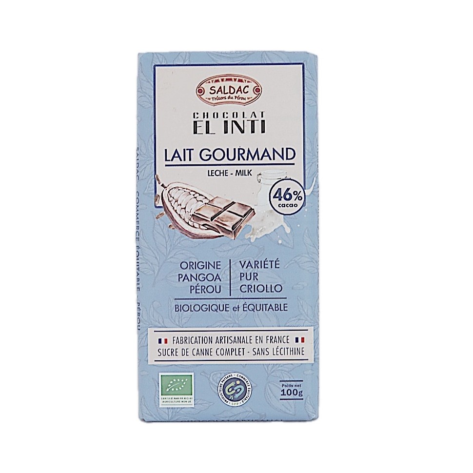 Chocolat lait 46% cacao El Inti bio