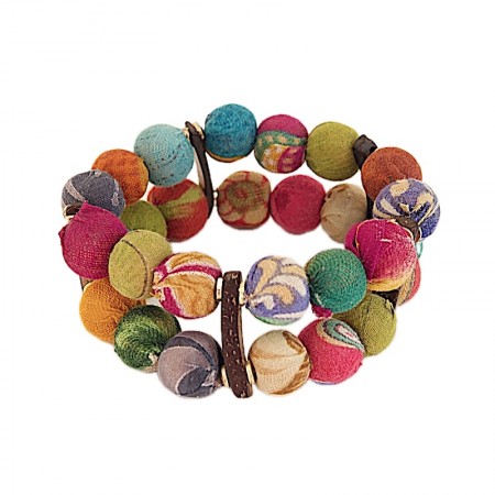 Bracelet élastique perles sari