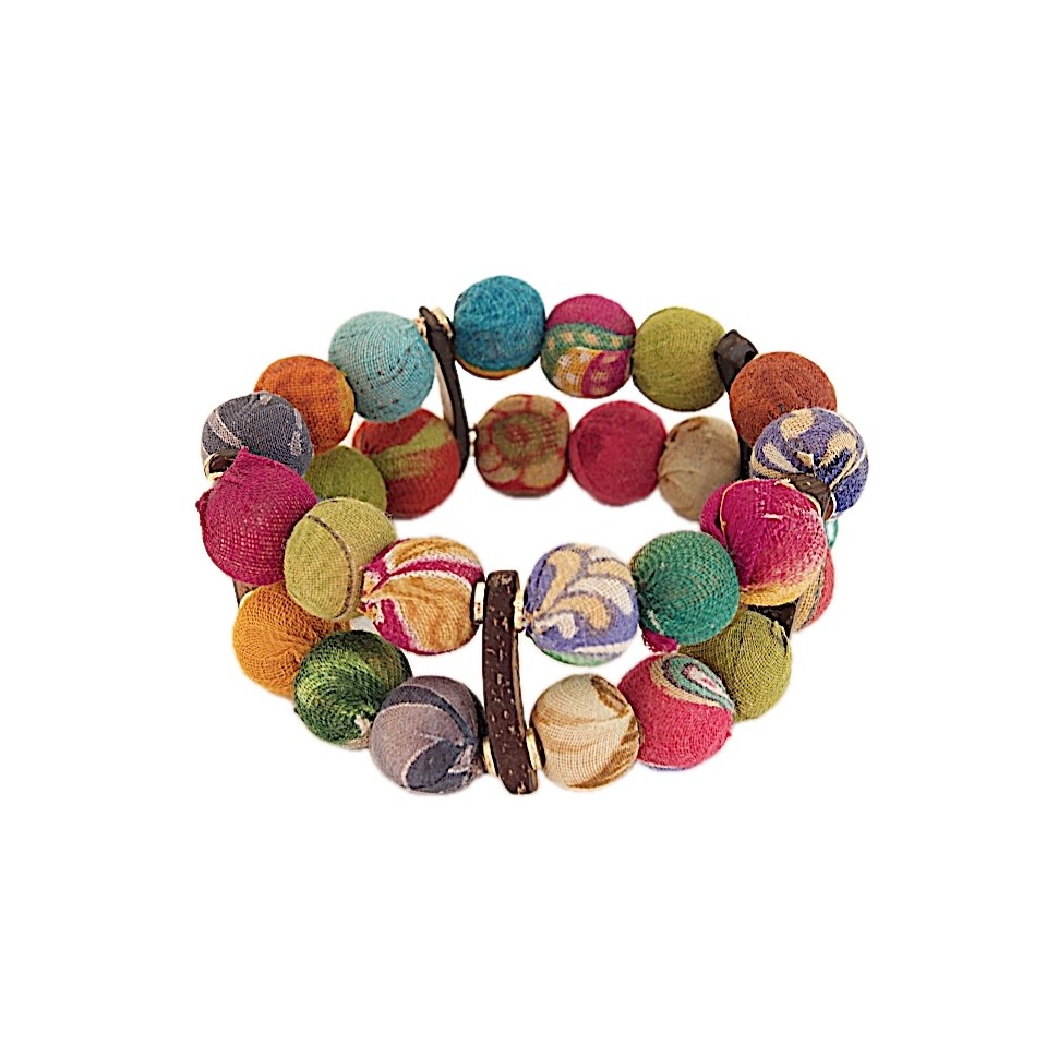 Bracelet élastique perles sari