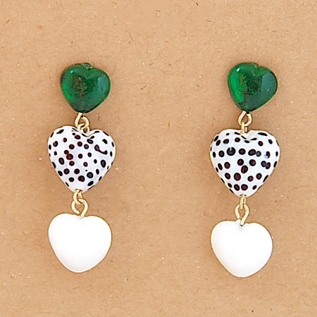 Boucles d'oreilles coeurs perles de verre