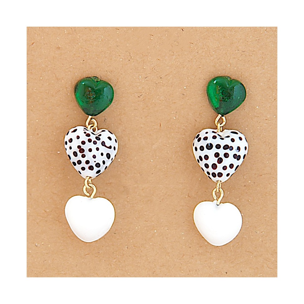 Boucles d'oreilles coeurs perles de verre