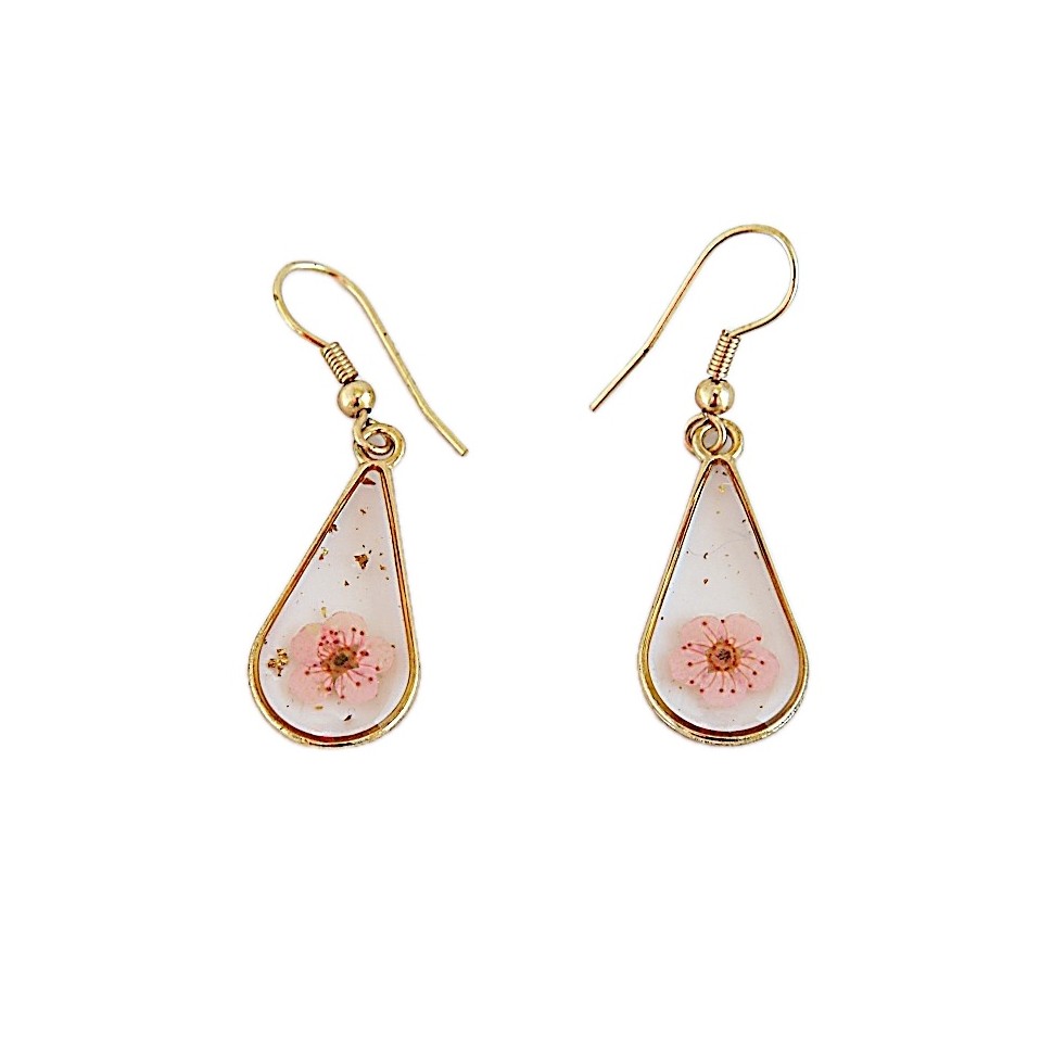 Boucles d'oreilles gouttes laiton et résine