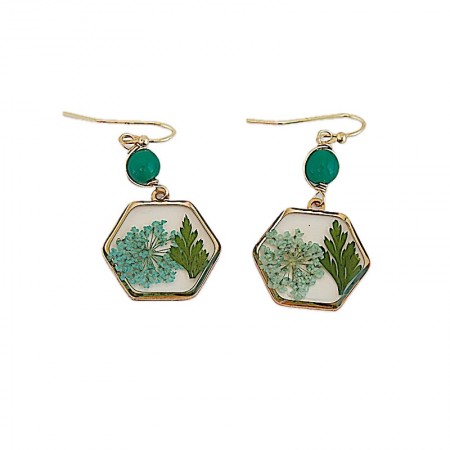 Boucles d'oreilles hexagonales laiton et résine