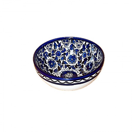 Saladier céramique fleurs bleues