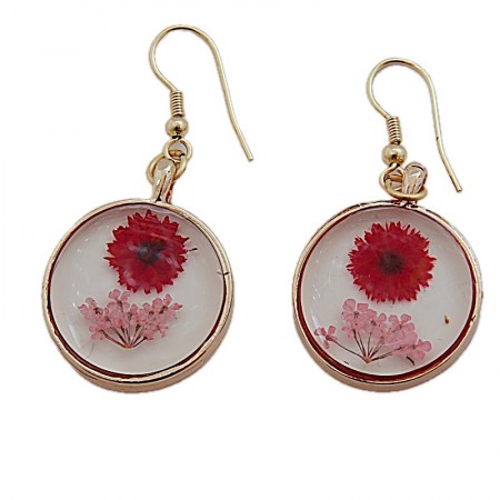 Boucles d'oreilles rondes laiton et résine
