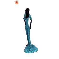 Statue bronze femme avec robe et foulard